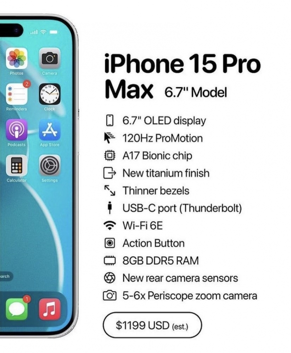 iPhone 15 Pro Max全面升级 起售价或将大幅上涨