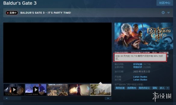 《博德之门3》Steam同时在线游玩人数峰值超47万！