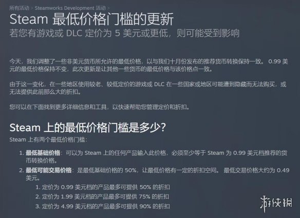 Steam最低价格门槛更新！国区游戏定价不能少于6元