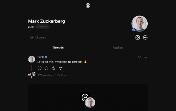正面对抗X？扎克伯格旗下社交平台Threads推出网页