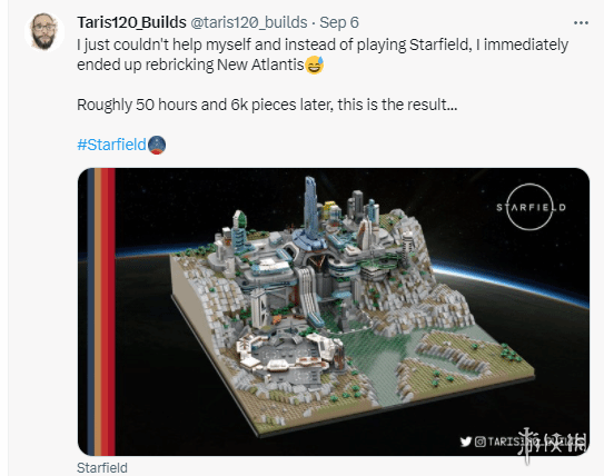 膜拜大佬!玩家6000块积木搭建《星空》中新亚特兰蒂斯
