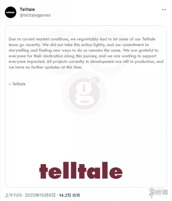 Telltale Games确认裁员 《与狼同行2》开发或受影响