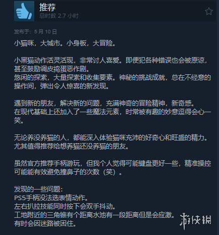 《小猫咪大城市》Steam”好评如潮”！好评率高达95%