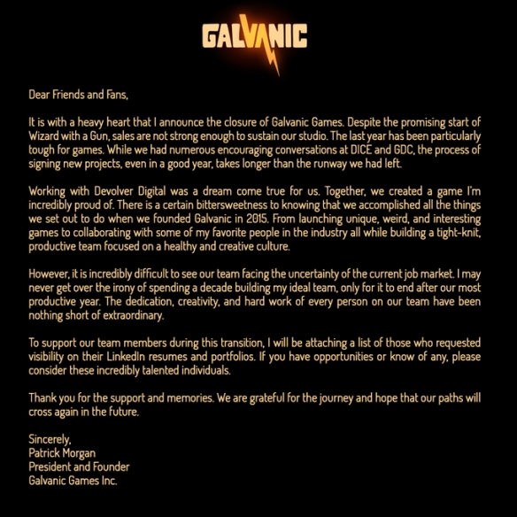 《荒野枪巫》厂商Galvanic Games破产 销售未能持续发力