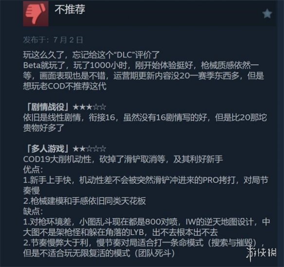 负评满天飞!《使命召唤：现代战争2》Steam