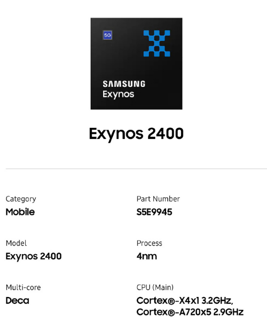 三星Exynos 2400详细信息出炉：4nm制程、十核架构！