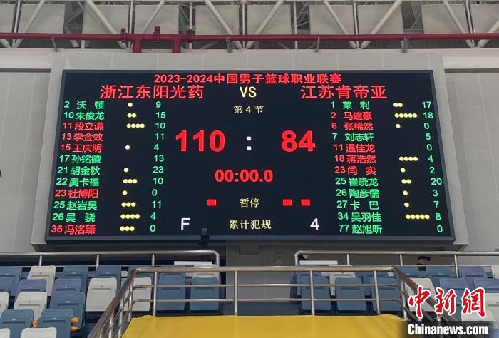 CBA：广厦轻取江苏 胡金秋回归砍下23分6篮板