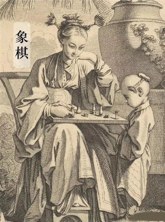 250年前法国画家幻想中国：丹凤眼美女下国际象棋！