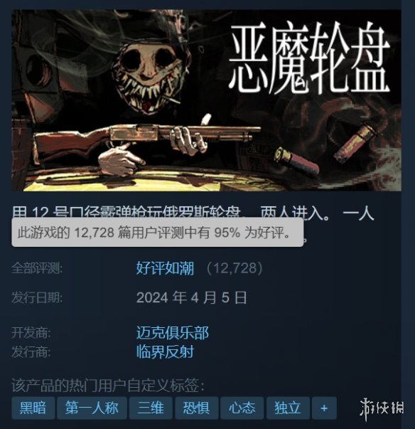 《恶魔轮盘》销量现已突破100万！Steam“好评如潮”